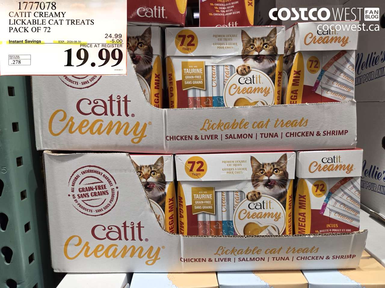 1777078 CATIT CREAMY LICKABLE CAT TREATS PACK OF 72 ($5.00 INSTANT SAVINGS EXPIRES ON 2026-08-30) $19.99