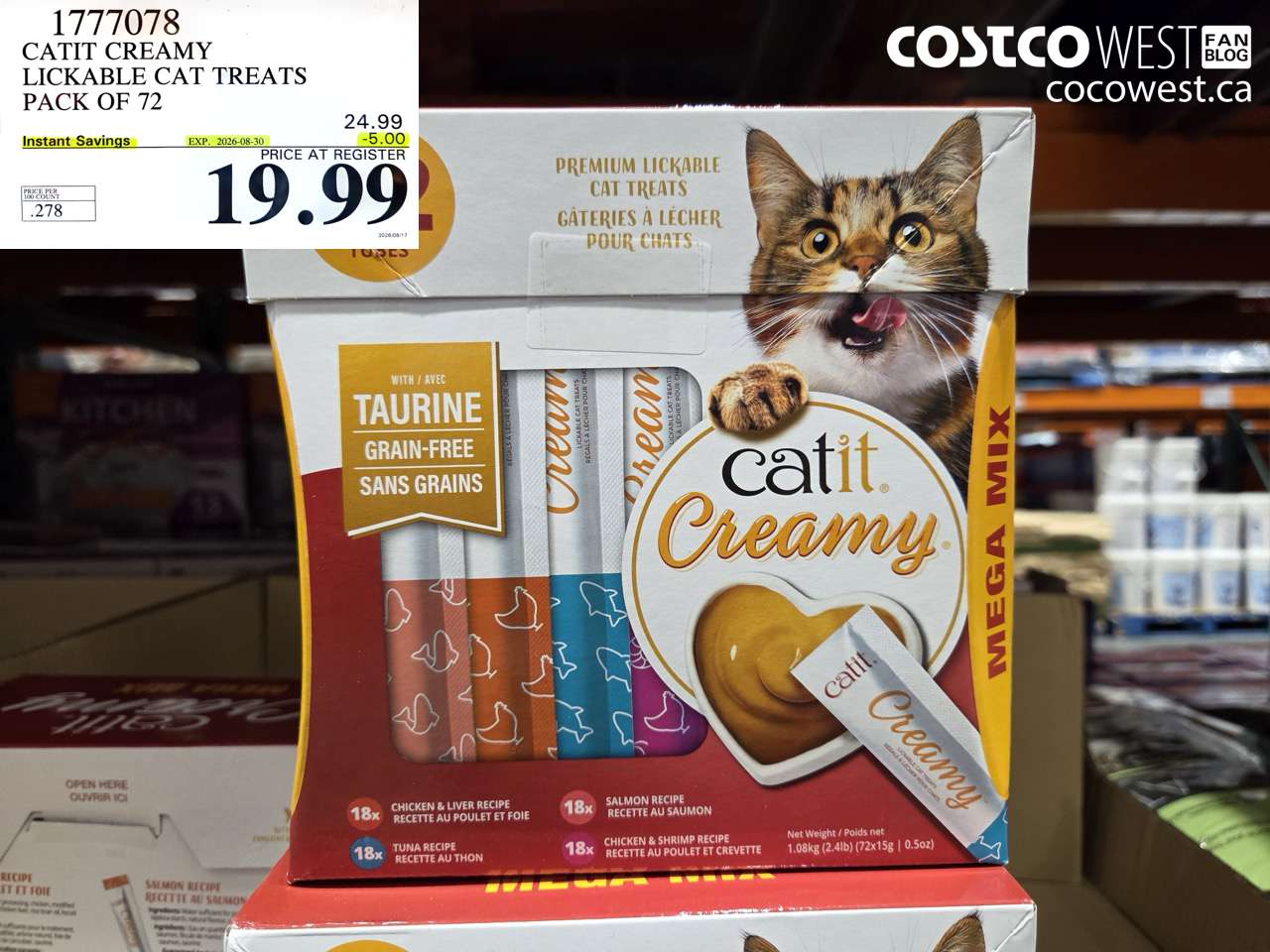 1777078 CATIT CREAMY LICKABLE CAT TREATS PACK OF 72 ($5.00 INSTANT SAVINGS EXPIRES ON 2026-08-30) $19.99