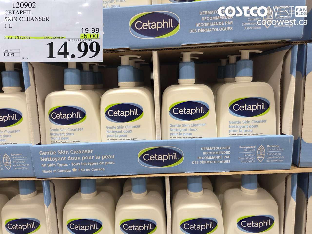 120902 CETAPHIL SKIN CLEANSER 1 L ($5.00 INSTANT SAVINGS EXPIRES ON 2026-08-30) $14.99