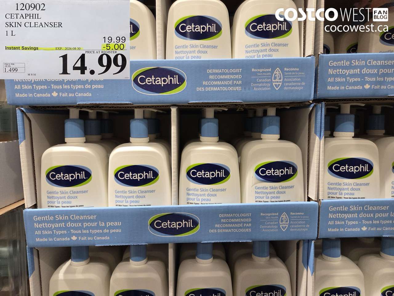120902 CETAPHIL SKIN CLEANSER 1 L ($5.00 INSTANT SAVINGS EXPIRES ON 2026-08-30) $14.99