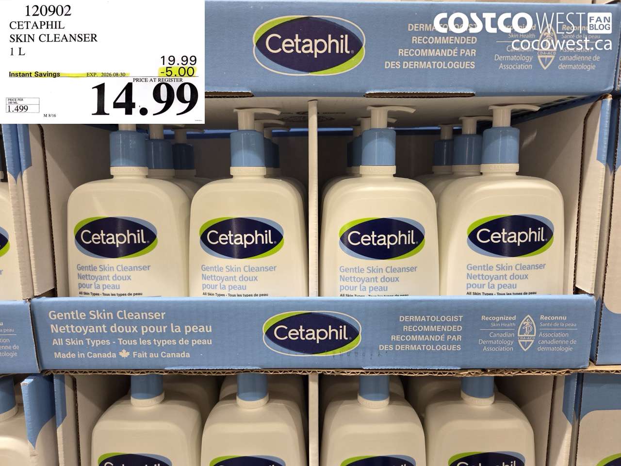 120902 CETAPHIL SKIN CLEANSER 1 L ($5.00 INSTANT SAVINGS EXPIRES ON 2026-08-30) $14.99