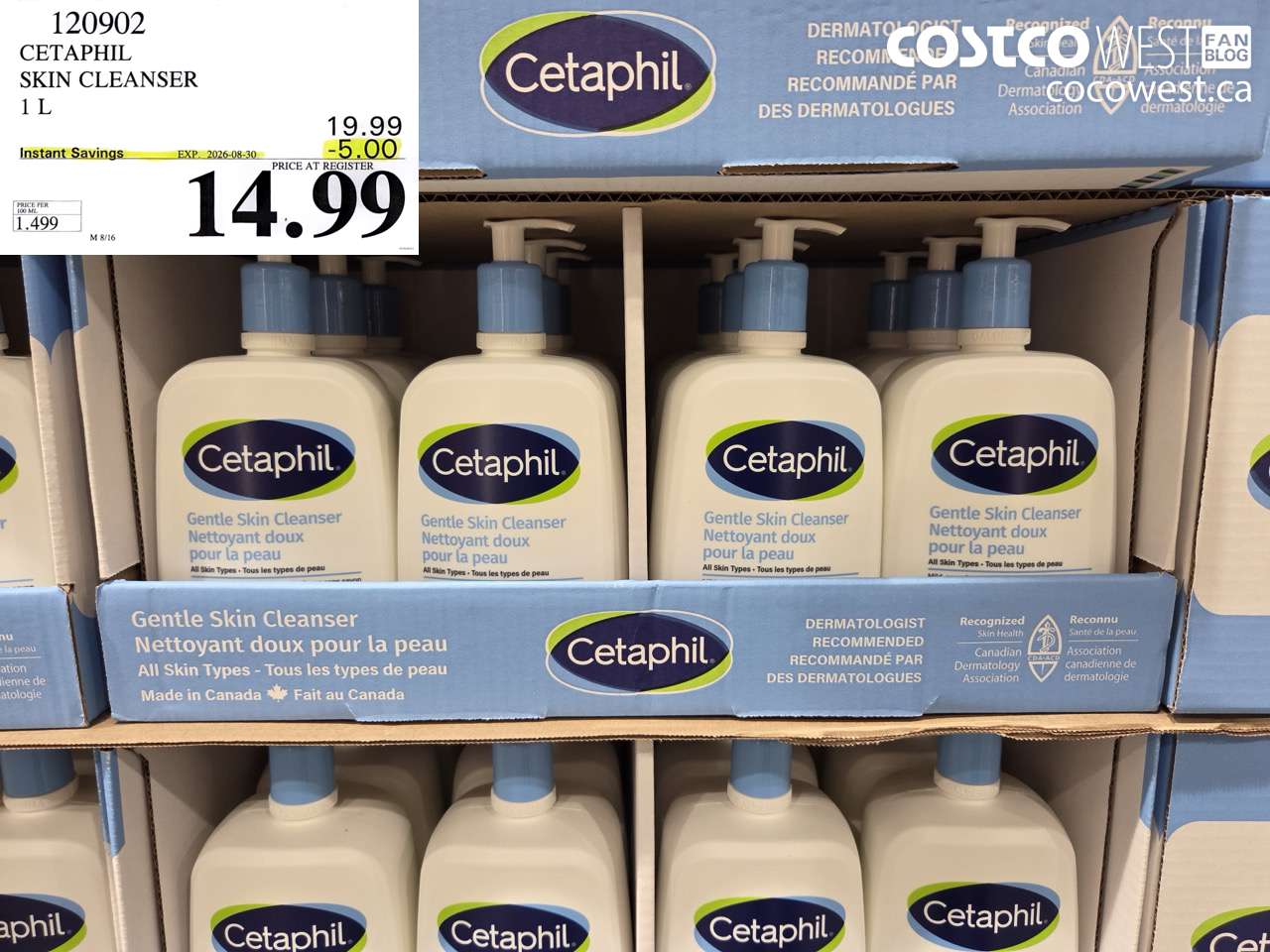 120902 CETAPHIL SKIN CLEANSER 1 L ($5.00 INSTANT SAVINGS EXPIRES ON 2026-08-30) $14.99