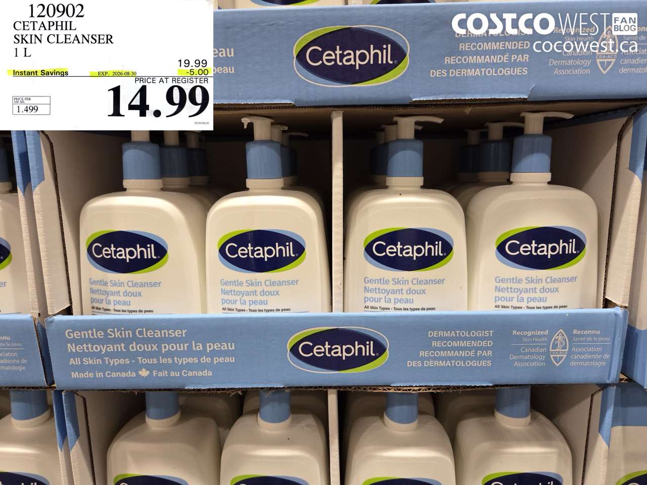 120902 CETAPHIL SKIN CLEANSER 1 L ($5.00 INSTANT SAVINGS EXPIRES ON 2026-08-30) $14.99