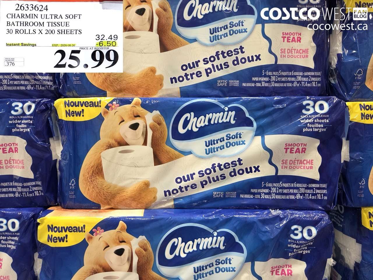 2633624 CHARMIN ULTRA SOFT BATHROOM TISSUE 30 ROLLS X 200 SHEETS ($6.50 INSTANT SAVINGS EXPIRES ON 2026-08-30) $25.99