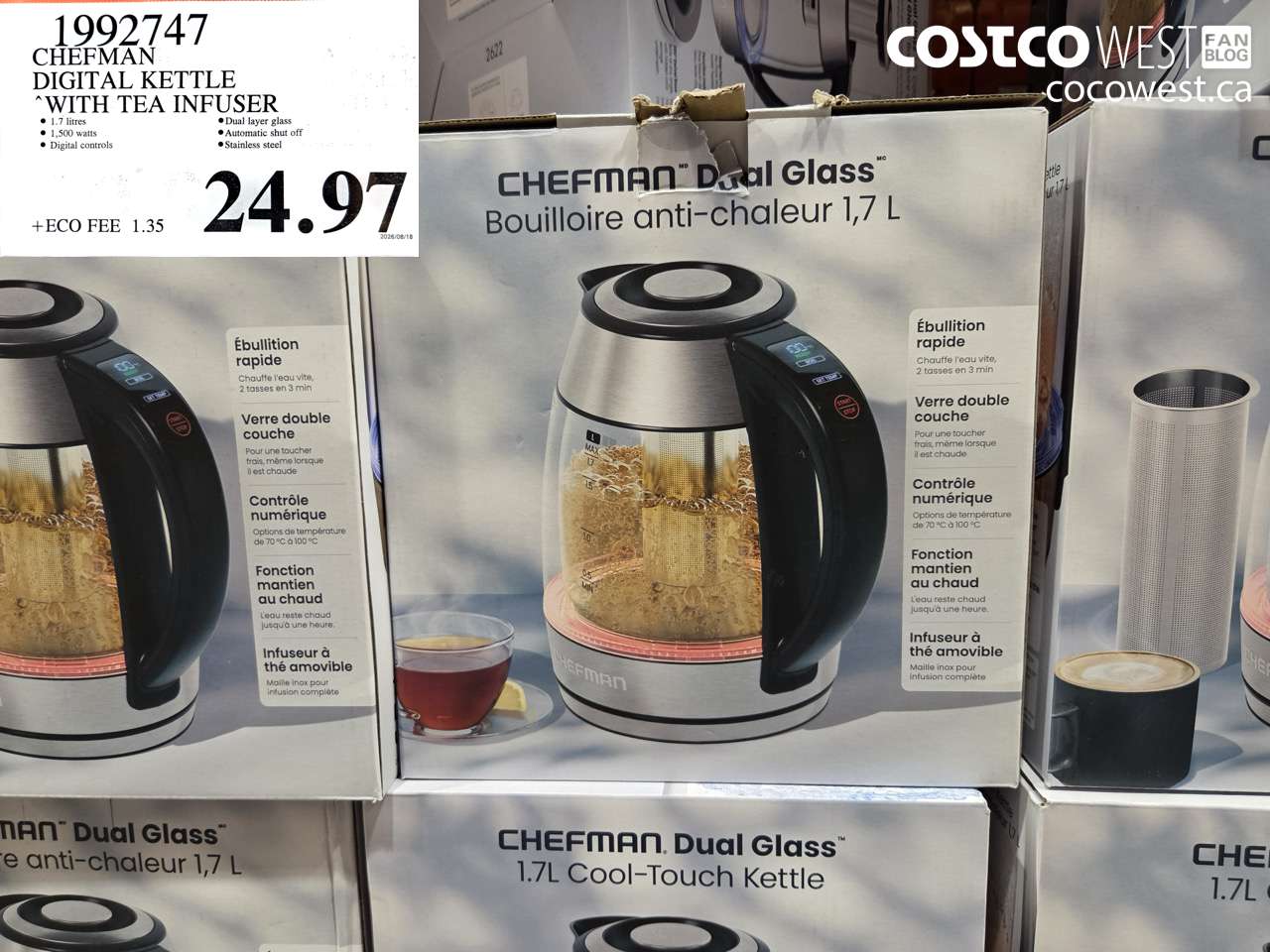 1992747 CHEFMAN DIGITAL KETTLE WITH TEA INFUSER $24.97