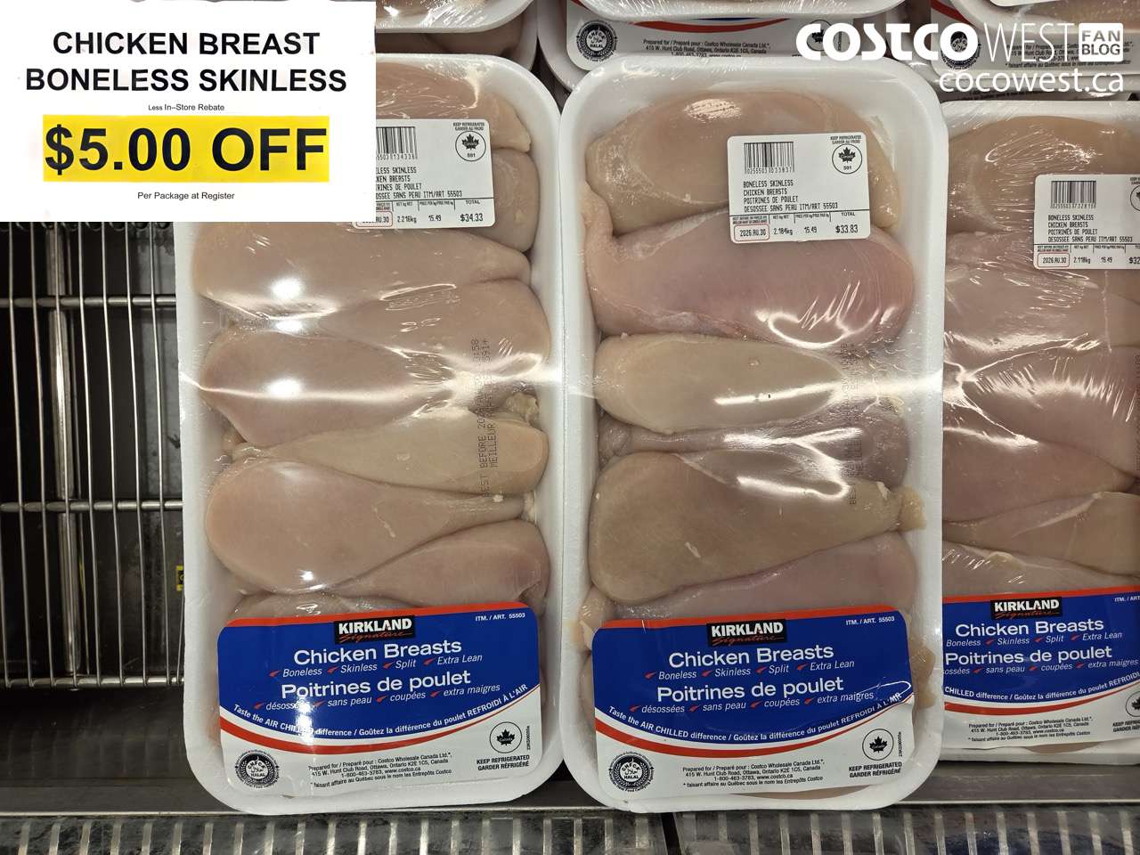 55503 CHICKEN BREAST BONELESS SKINLESS ($5.00 INSTANT SAVINGS)