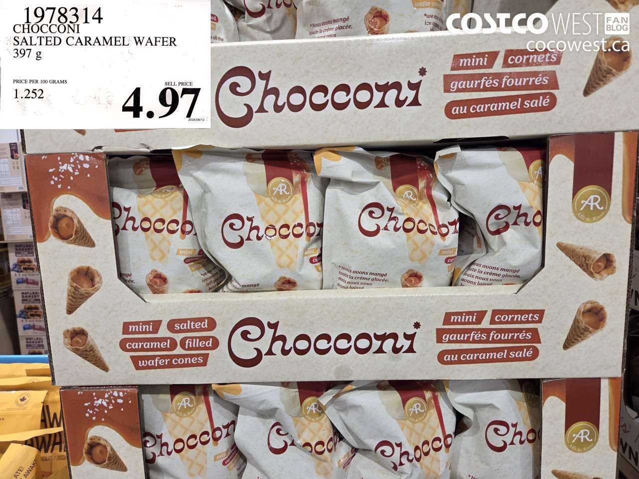 1978314 CHOCCONI SALTED CARAMEL WAFER 397 G $4.97