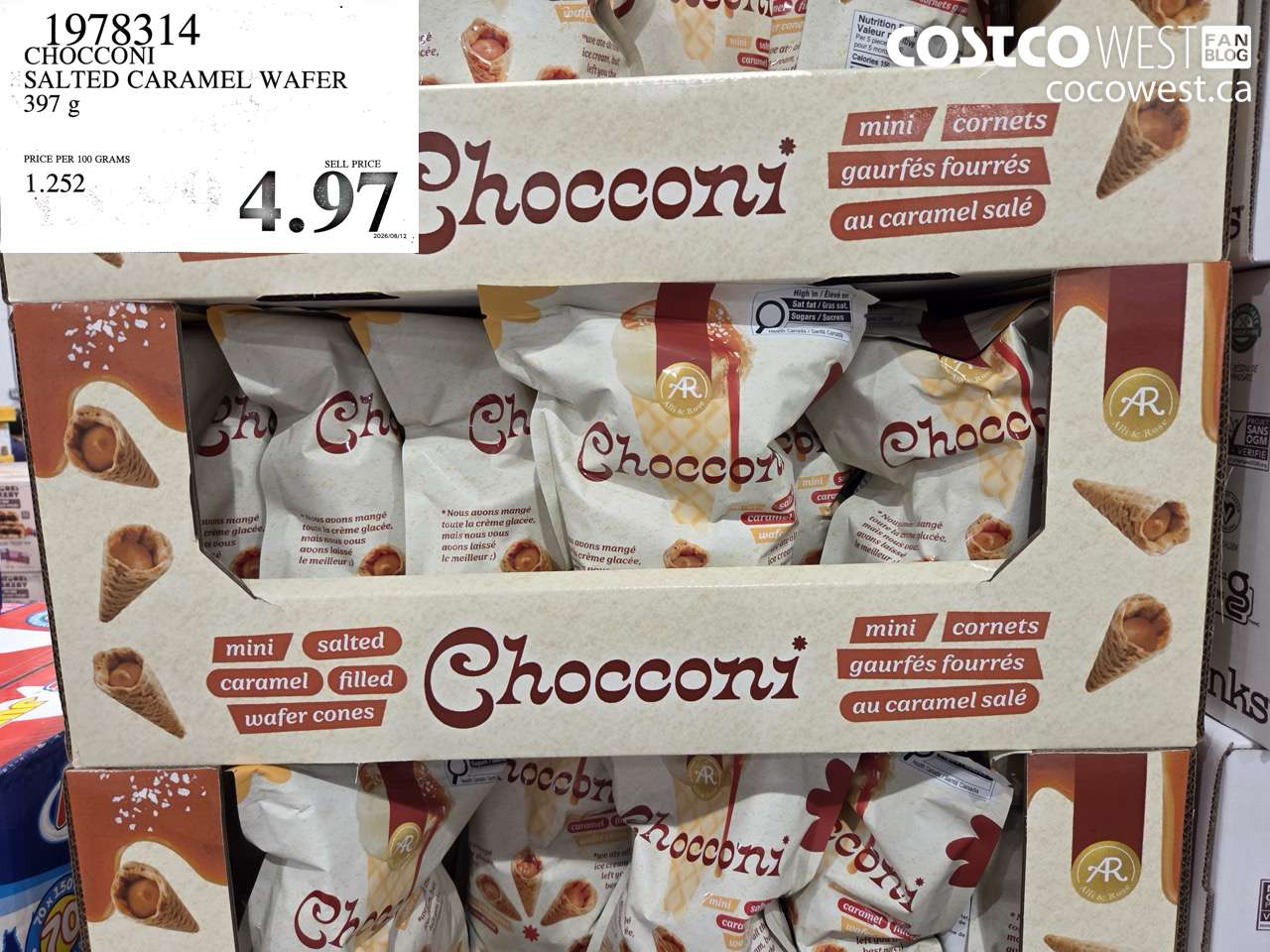 1978314 CHOCCONI SALTED CARAMEL WAFER 397 G $4.97