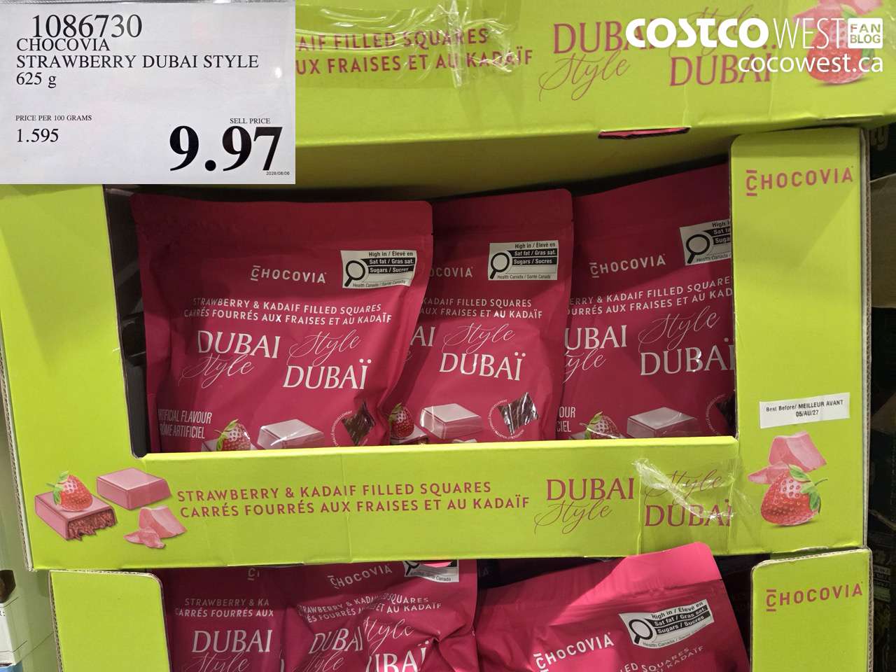 1086730 CHOCOVIA STRAWBERRY DUBAI STYLE 625 G $9.97