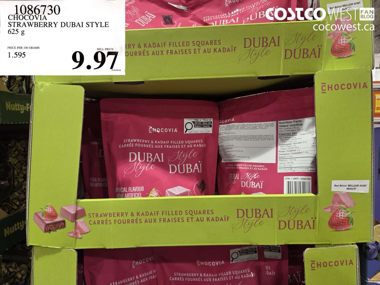 1086730 CHOCOVIA STRAWBERRY DUBAI STYLE 625 G $9.97