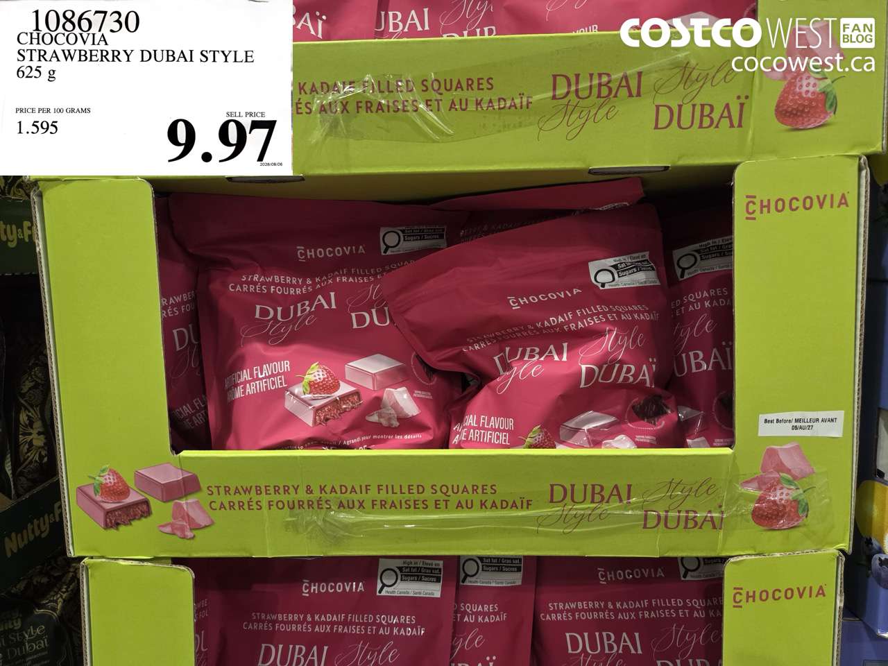 1086730 CHOCOVIA STRAWBERRY DUBAI STYLE 625 G $9.97