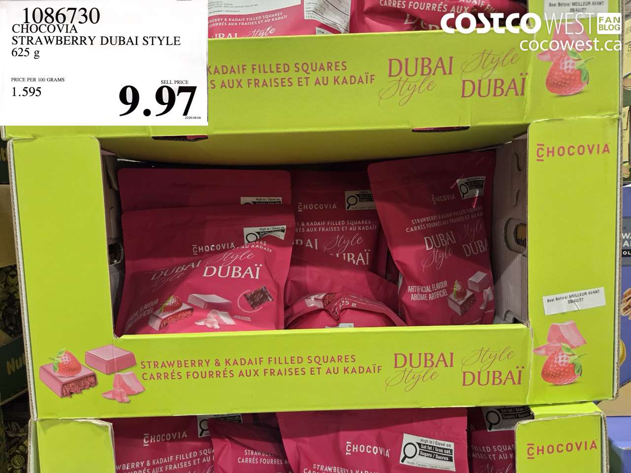 1086730 CHOCOVIA STRAWBERRY DUBAI STYLE 625 G $9.97