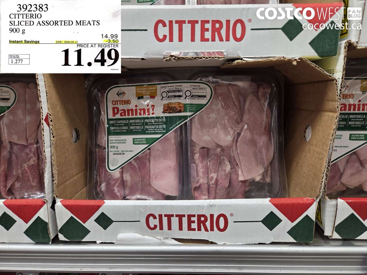 392383 CITTERIO SLICED ASSORTED MEATS 900 G ($3.50 INSTANT SAVINGS EXPIRES ON 2026-09-13) $11.49