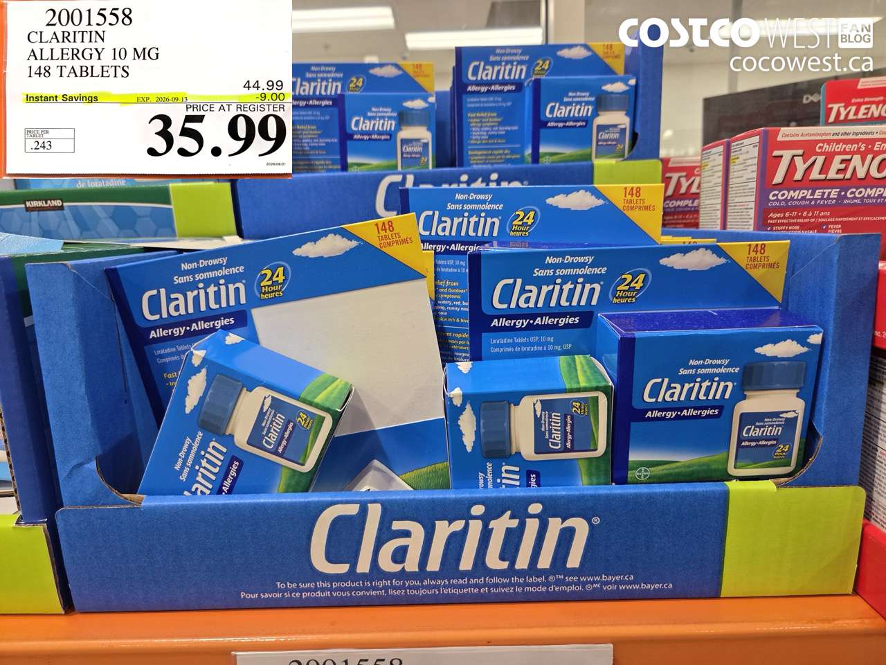 2001558 CLARITIN ALLERGY 10 MG 148 TABLETS ($9.00 INSTANT SAVINGS EXPIRES ON 2026-09-13) $35.99