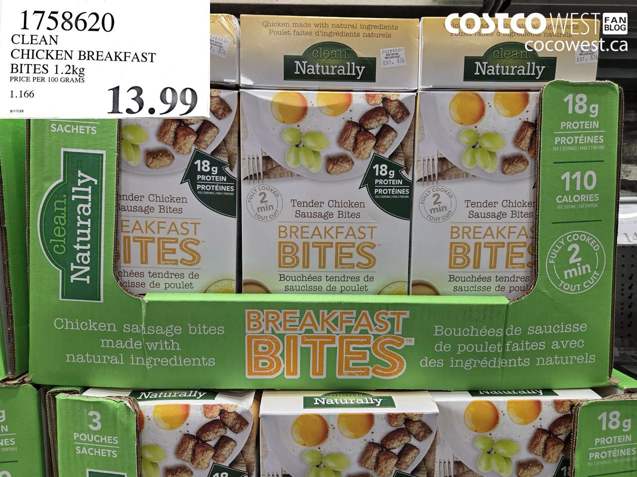 1758620 CLEAN CHICKEN BREAKFAST BITES 1.2KG $13.99