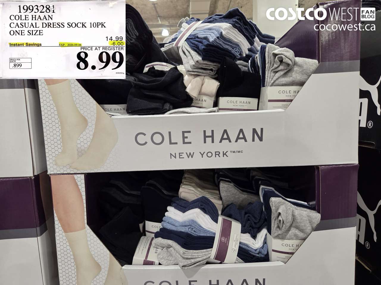 1993281 COLE HAAN CASUAL DRESS SOCK 10PK ONE SIZE ($6.00 INSTANT SAVINGS EXPIRES ON 2026-09-06) $8.99