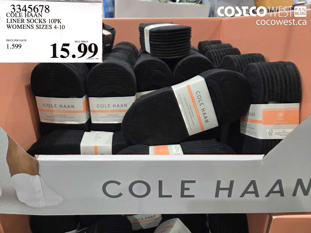 3345678 COLE HAAN LINER SOCKS 10PK WOMENS SIZES 4-10 $15.99