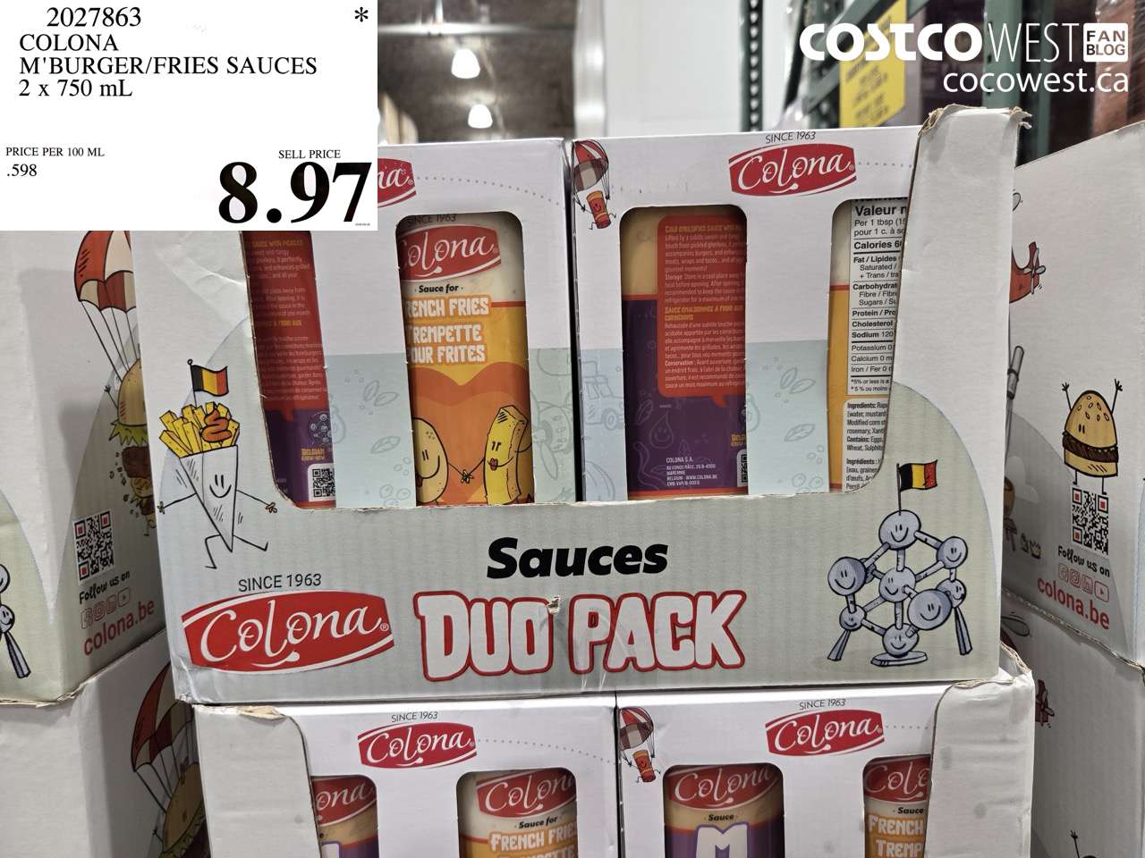 2027863 COLONA M'BURGER/FRIES SAUCES 2 X 750 ML $8.97