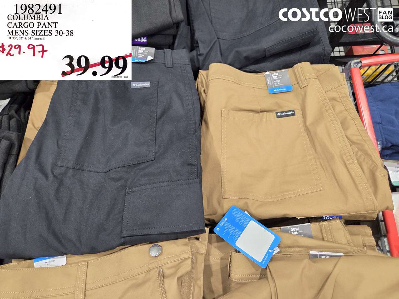 1982491 COLUMBIA CARGO PANT MENS SIZES 30-38 $29.97