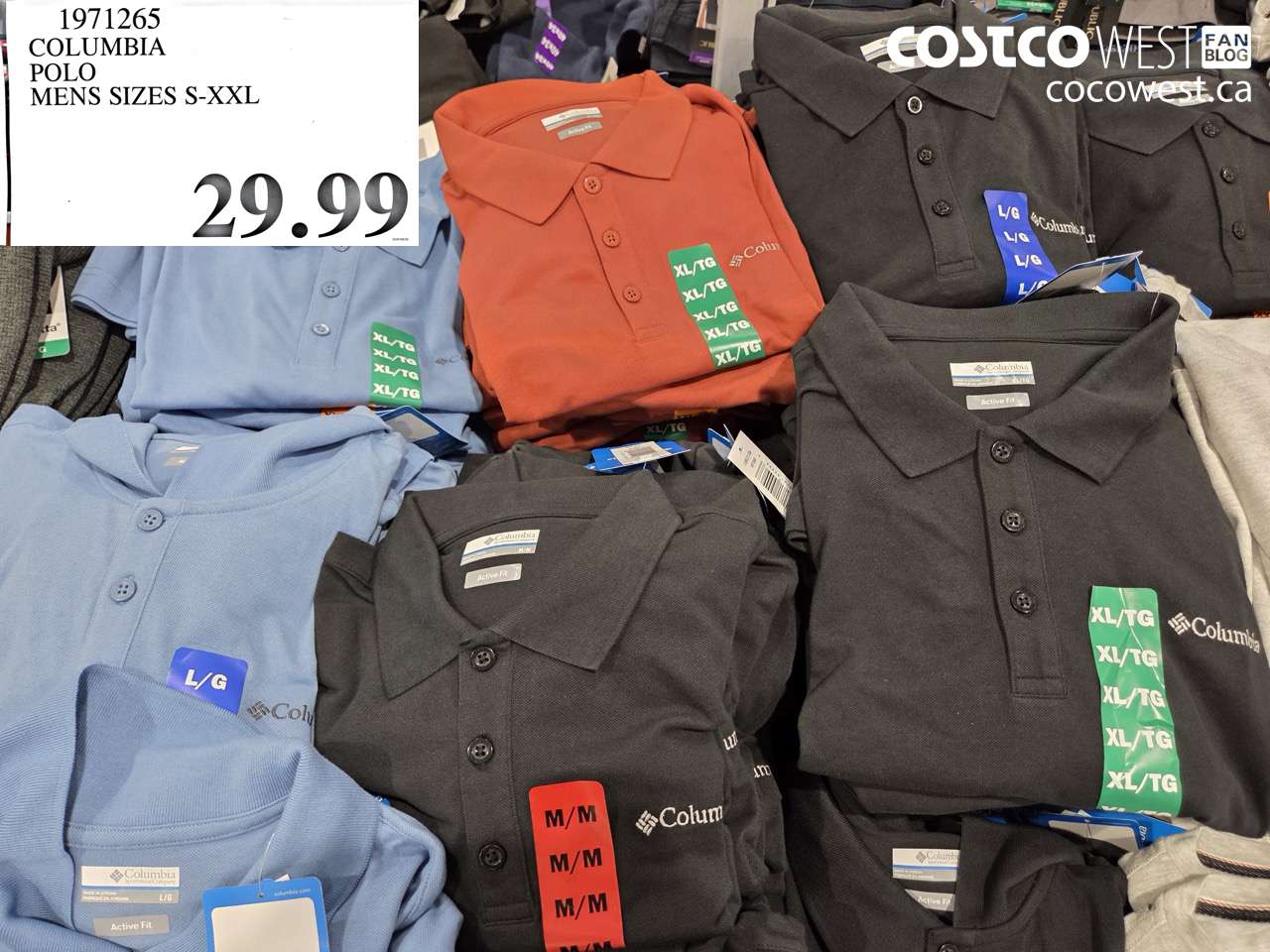 1971265 COLUMBIA POLO MENS SIZES S-XXL $29.99