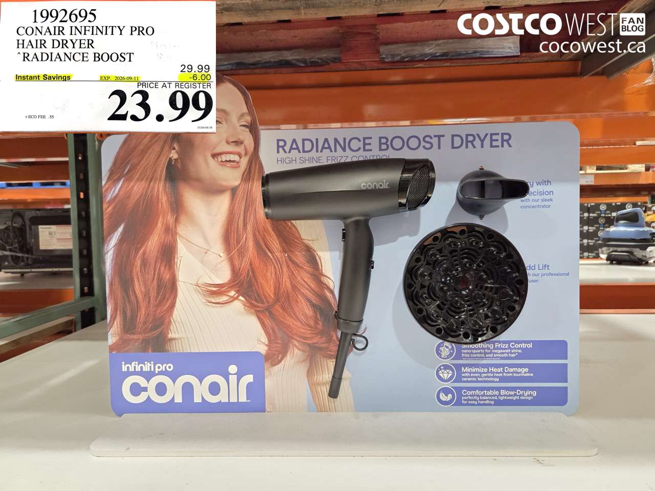 1992695 CONAIR INFINITY PRO HAIR DRYER RADIANCE BOOST ($6.00 INSTANT SAVINGS EXPIRES ON 2026-09-11) $23.99