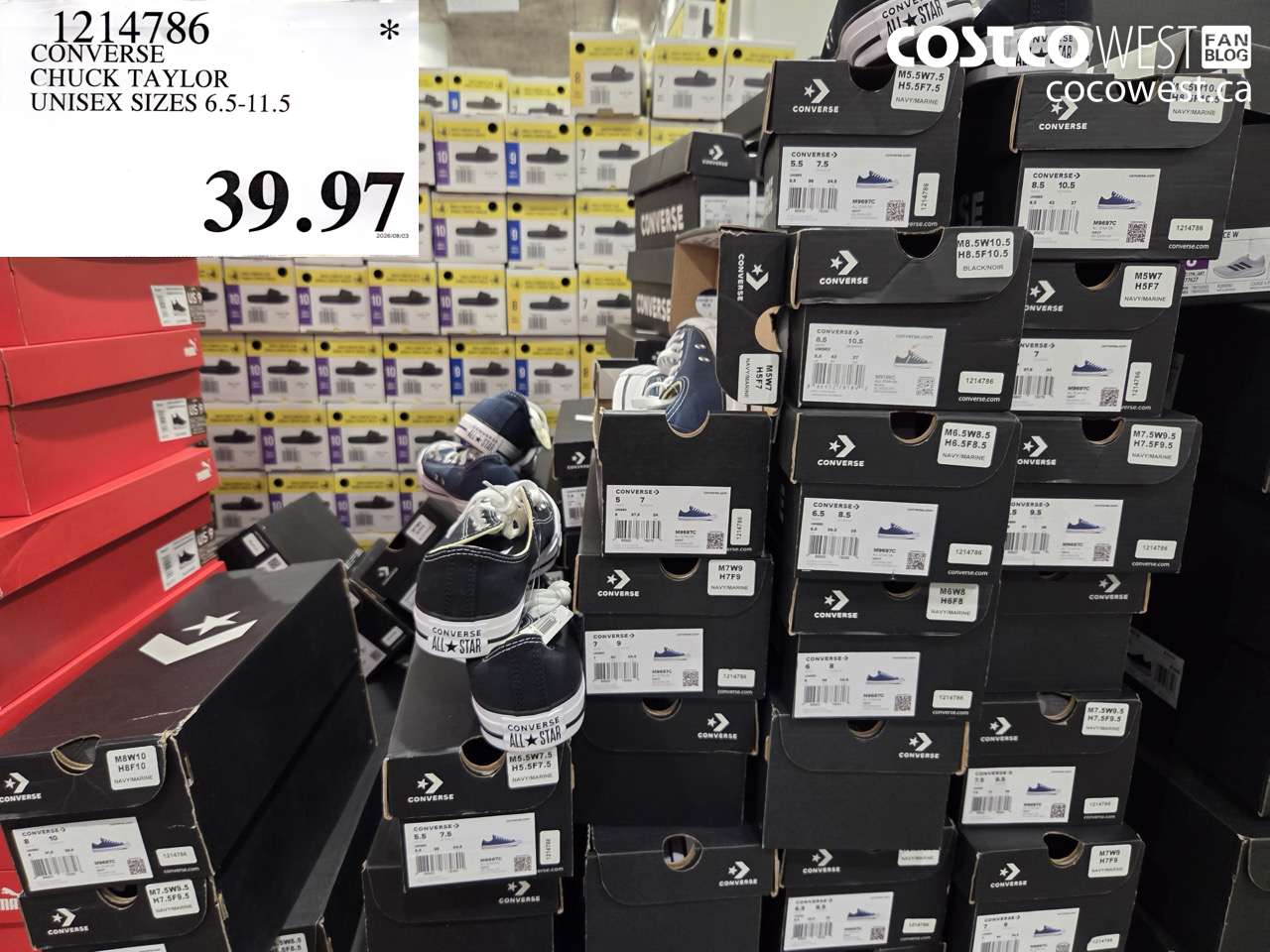1214786 CONVERSE CHUCK TAYLOR UNISEX SIZES 6.5-11.5 $39.97