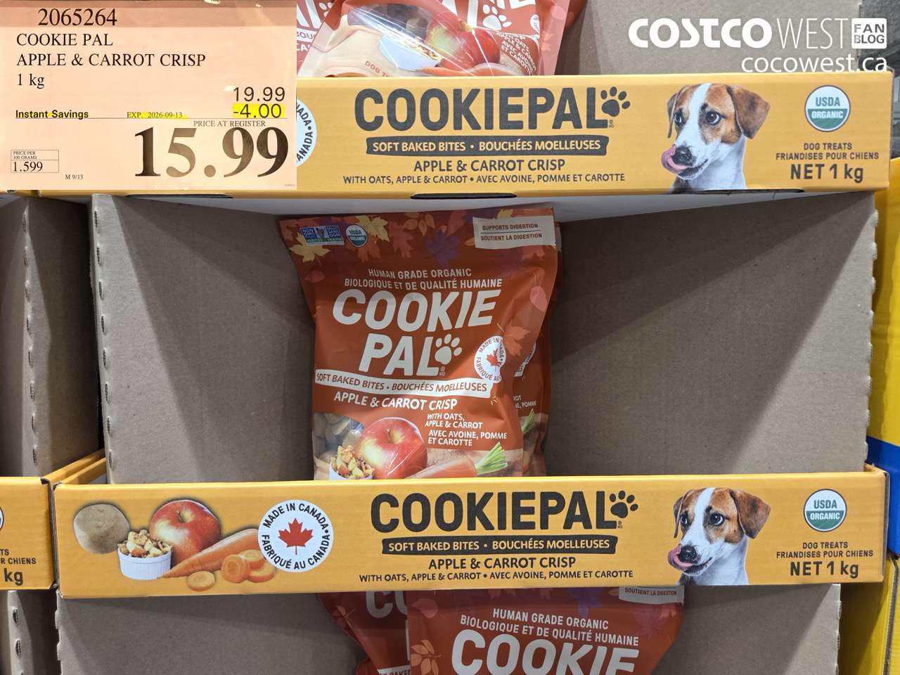 2065264 COOKIE PAL APPLE & CARROT CRISP 1 KG ($4.00 INSTANT SAVINGS EXPIRES ON 2026-09-13) $15.99