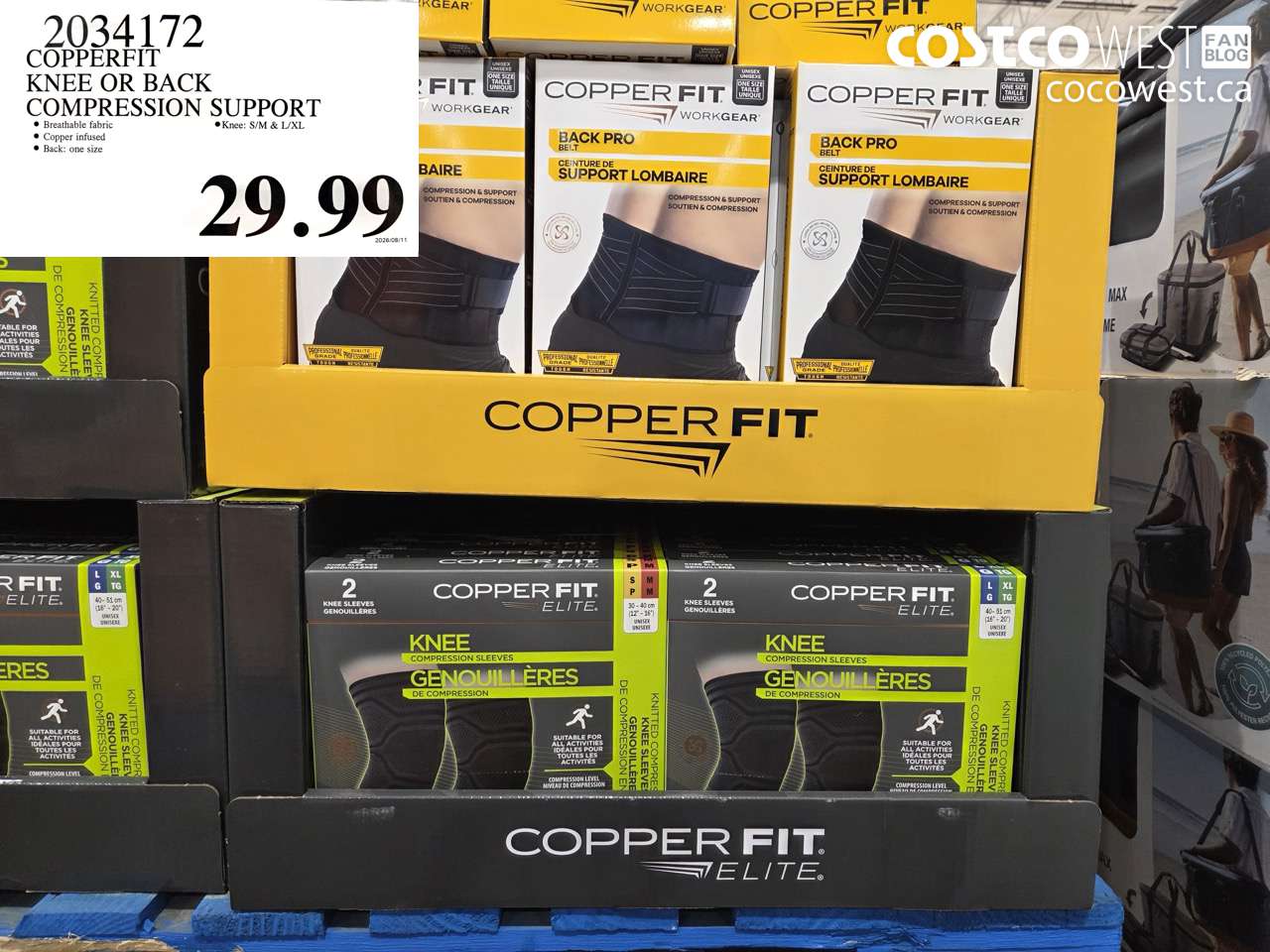 2034172 COPPERFIT KNEE OR BACK COMPRESSION SUPPORT $29.99
