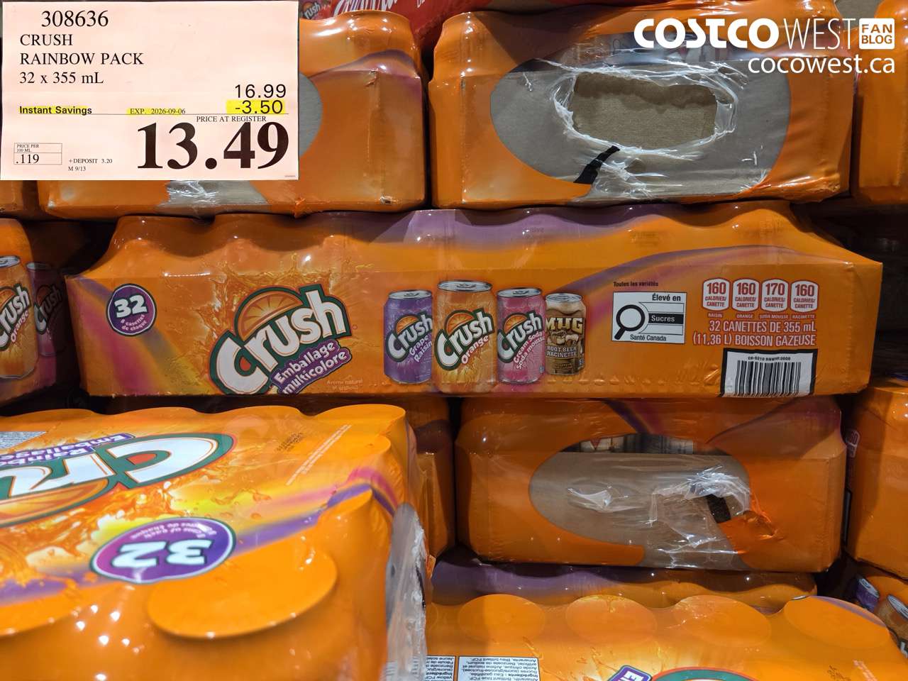 308636 CRUSH RAINBOW PACK 32 X 355 ML ($3.50 INSTANT SAVINGS EXPIRES ON 2026-09-06) $13.49