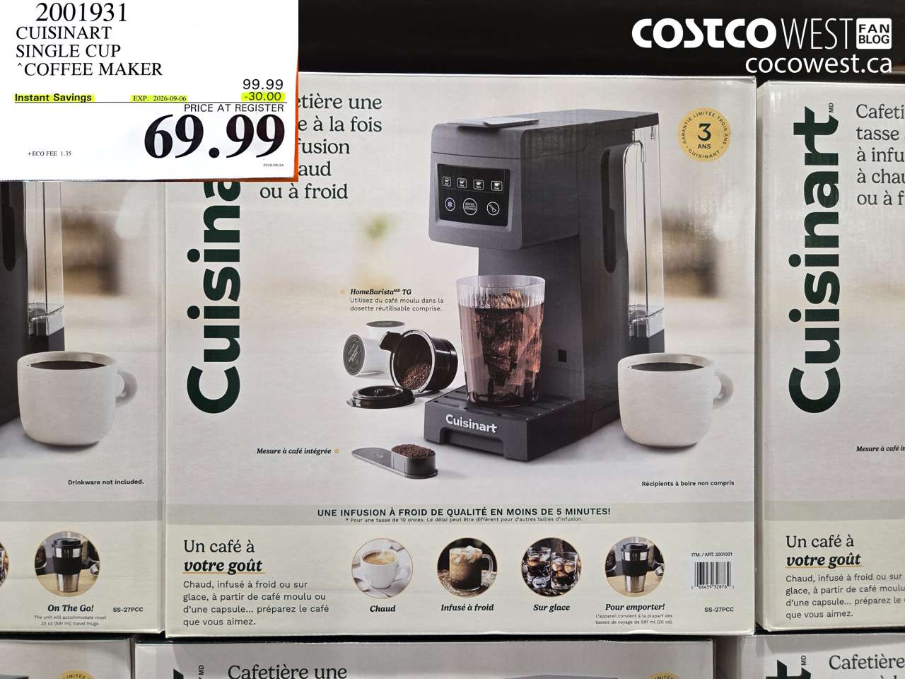 2001931 CUISINART SINGLE CUP COFFEE MAKER ($30.00 INSTANT SAVINGS EXPIRES ON 2026-09-06) $69.99