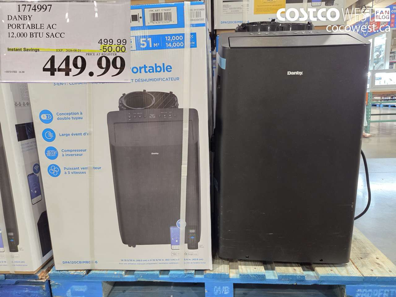 1774997 DANBY PORTABLE AC 12,000 BTU SACC ($50.00 INSTANT SAVINGS EXPIRES ON 2026-08-21) $449.99