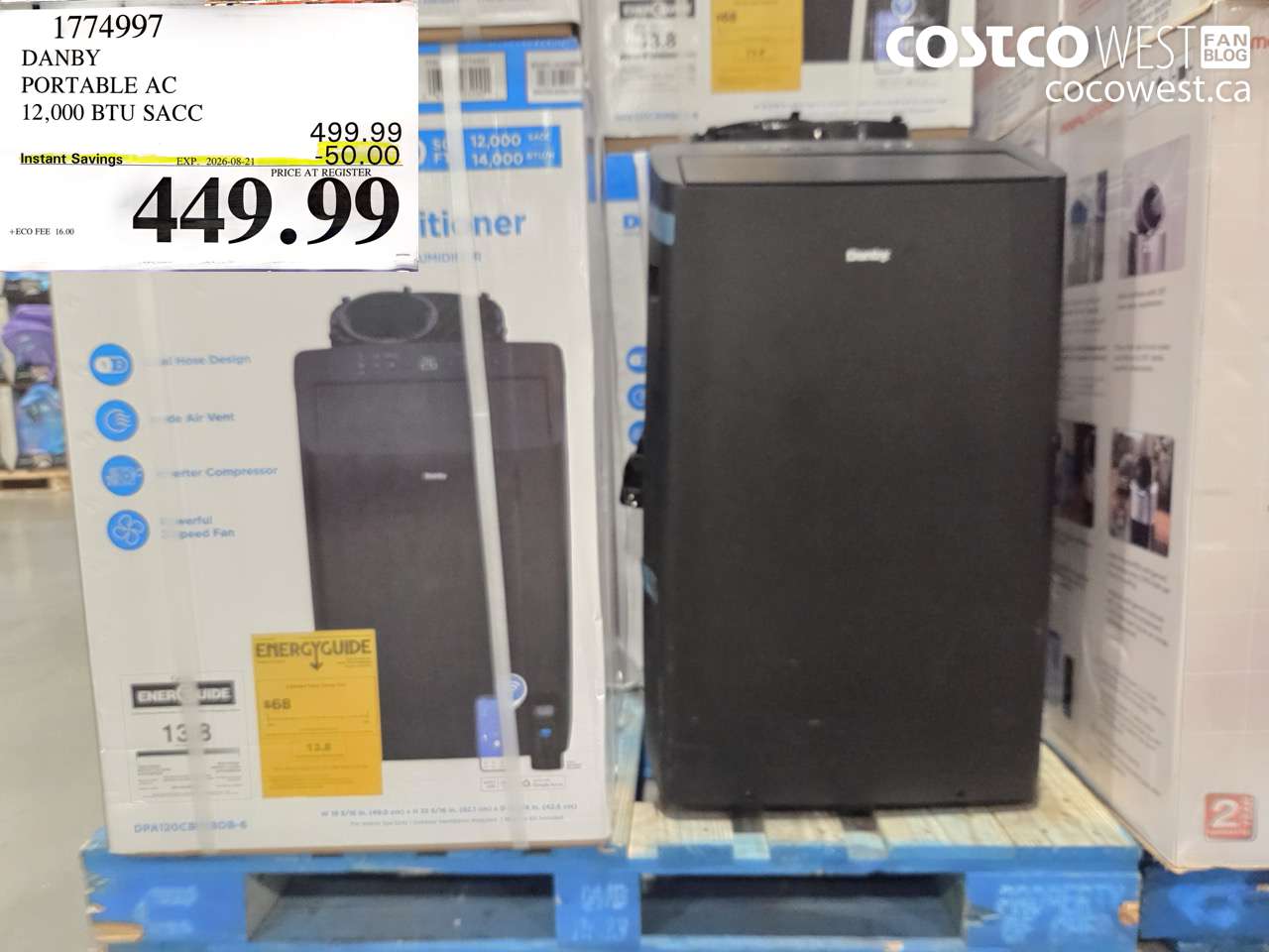 1774997 DANBY PORTABLE AC 12,000 BTU SACC ($50.00 INSTANT SAVINGS EXPIRES ON 2026-08-21) $449.99