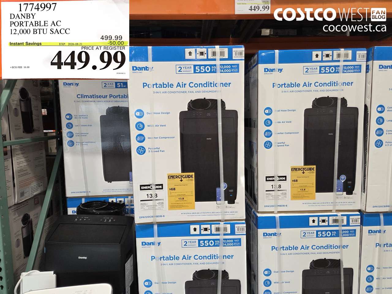 1774997 DANBY PORTABLE AC 12,000 BTU SACC ($50.00 INSTANT SAVINGS EXPIRES ON 2026-08-21) $449.99