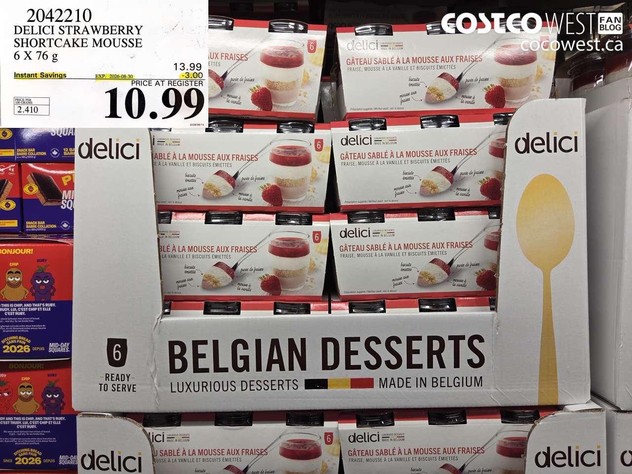 2042210 DELICI STRAWBERRY SHORTCAKE MOUSSE 6 X 76 G ($3.00 INSTANT SAVINGS EXPIRES ON 2026-08-30) $10.99