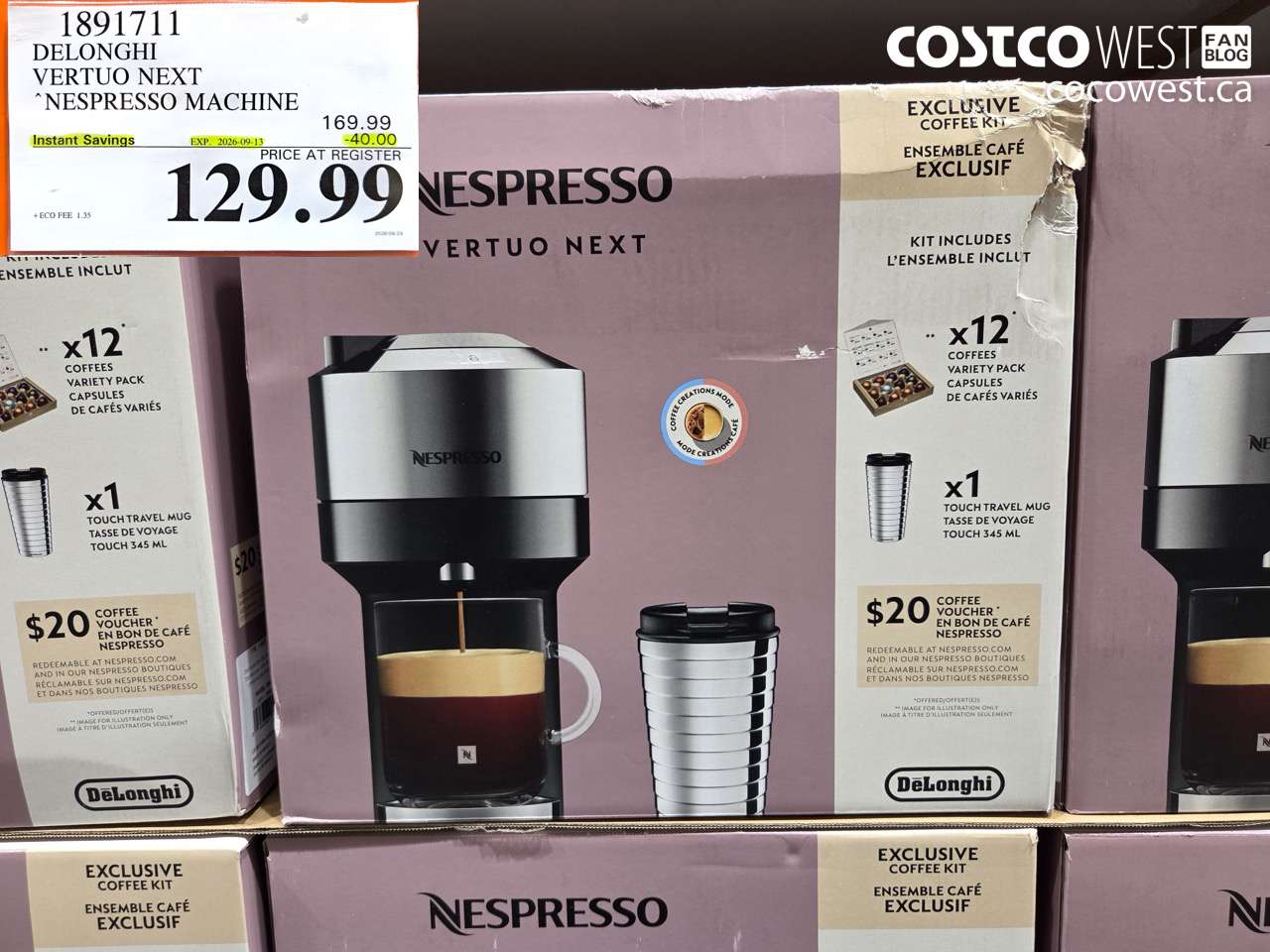 1891711 DELONGHI VERTUO NEXT NESPRESSO MACHINE ($40.00 INSTANT SAVINGS EXPIRES ON 2026-09-13) $129.99