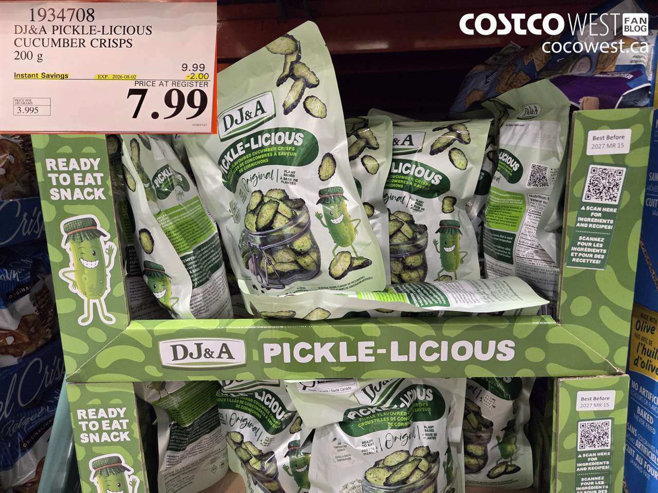 1934708 DJ&A PICKLE-LICIOUS CUCUMBER CRISPS 200 G ($2.00 INSTANT SAVINGS EXPIRES ON 2026-08-02) $7.99