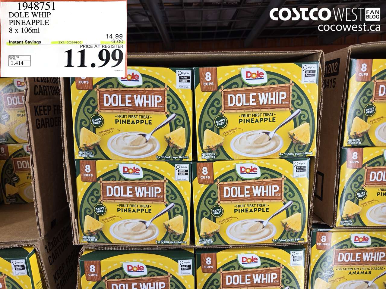 1948751 DOLE WHIP PINEAPPLE 8 X 106ML ($3.00 INSTANT SAVINGS EXPIRES ON 2026-08-30) $11.99
