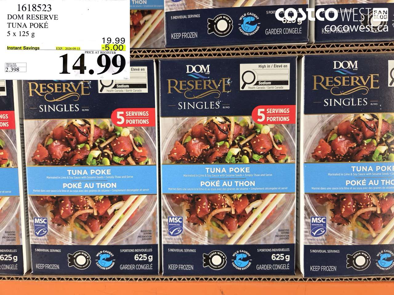 1618523 DOM RESERVE TUNA POKÉ 5 X 125 G ($5.00 INSTANT SAVINGS EXPIRES ON 2026-09-13) $14.99