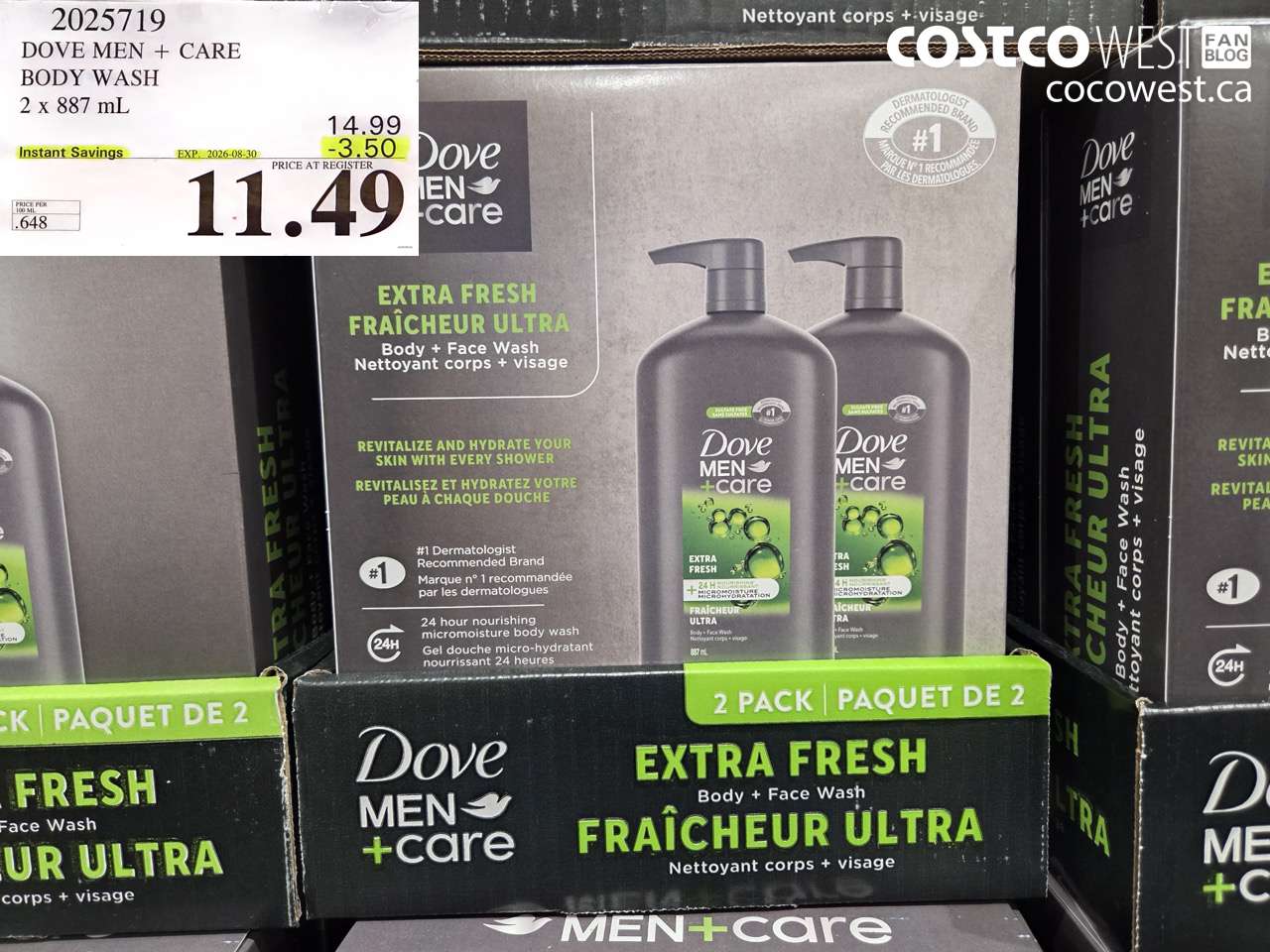 2025719 DOVE MEN + CARE BODY WASH 2 X 887 ML ($3.50 INSTANT SAVINGS EXPIRES ON 2026-08-30) $11.49