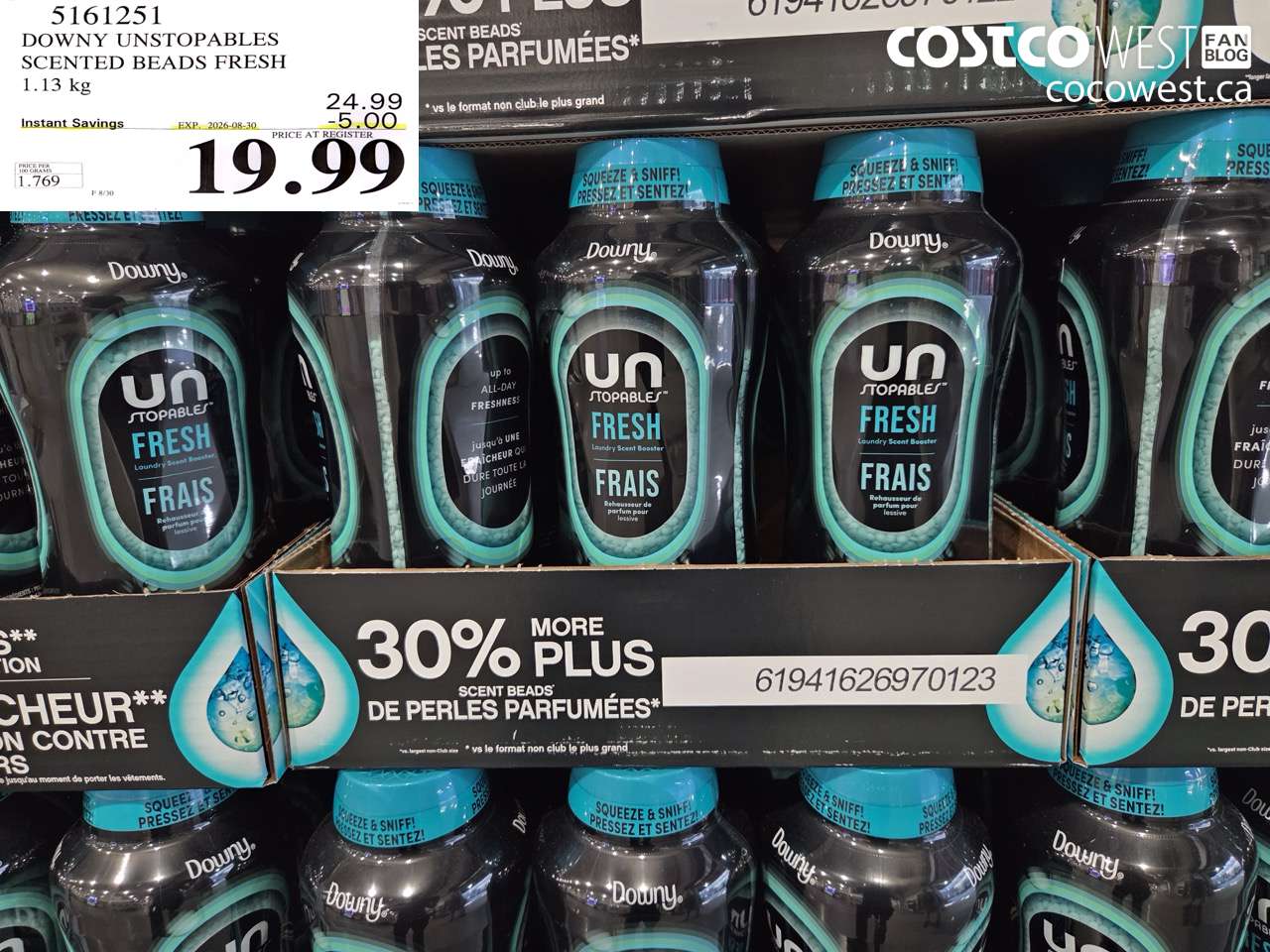 5161251 DOWNY UNSTOPABLES SCENTED BEADS FRESH 1.13 KG ($5.00 INSTANT SAVINGS EXPIRES ON 2026-08-30) $19.99