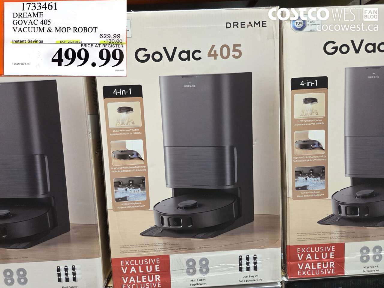 1733461 DREAME GOVAC 405 VACUUM & MOP ROBOT ($130.00 INSTANT SAVINGS EXPIRES ON 2026-08-23) $499.99