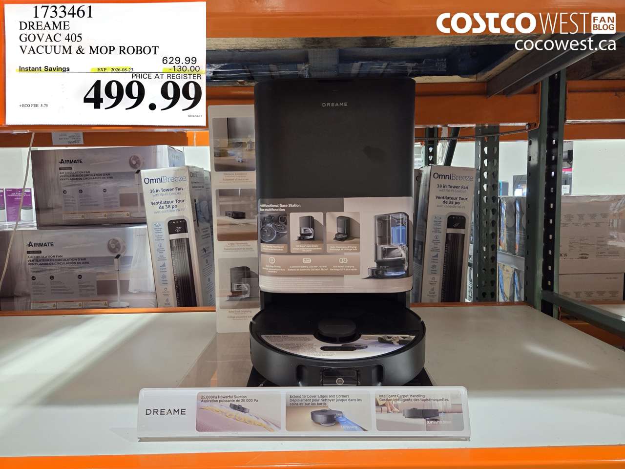 1733461 DREAME GOVAC 405 VACUUM & MOP ROBOT ($130.00 INSTANT SAVINGS EXPIRES ON 2026-08-23) $499.99