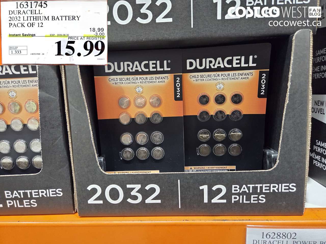 1631745 DURACELL 2032 LITHIUM BATTERY PACK OF 12 ($3.00 INSTANT SAVINGS EXPIRES ON 2026-08-30) $15.99