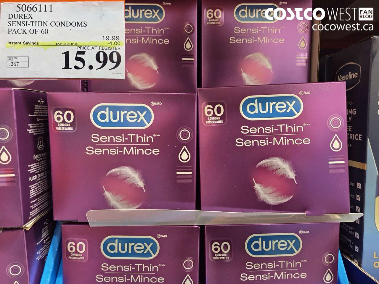 5066111 DUREX SENSI-THIN CONDOMS PACK OF 60 ($4.00 INSTANT SAVINGS EXPIRES ON 2026-08-09) $15.99