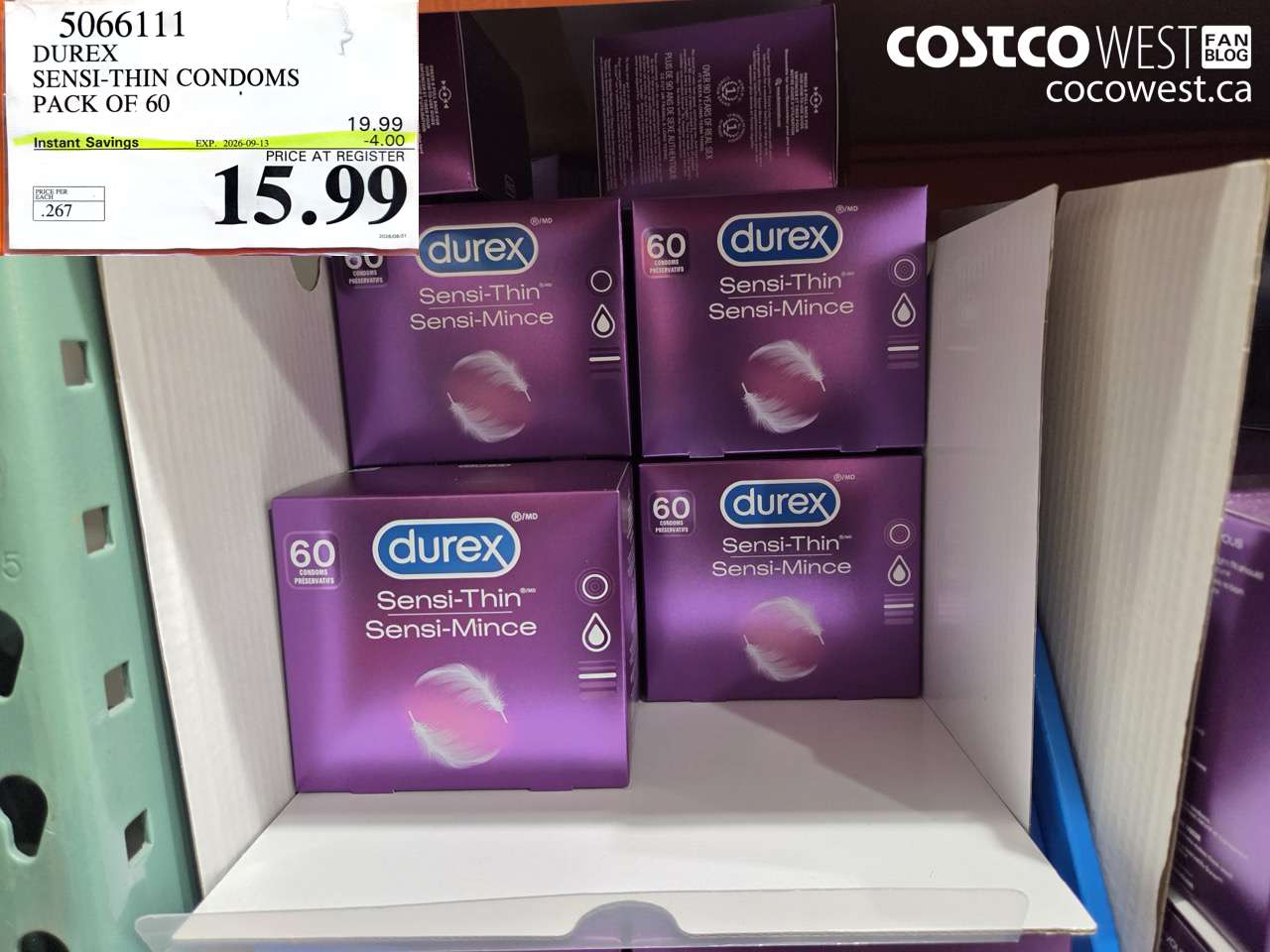 5066111 DUREX SENSI-THIN CONDOMS PACK OF 60 ($4.00 INSTANT SAVINGS EXPIRES ON 2026-09-13) $15.99