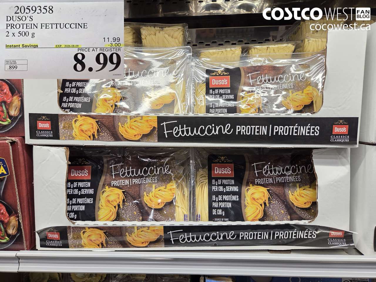 2059358 DUSO'S PROTEIN FETTUCCINE 2 X 500 G ($3.00 INSTANT SAVINGS EXPIRES ON 2026-08-09) $8.99