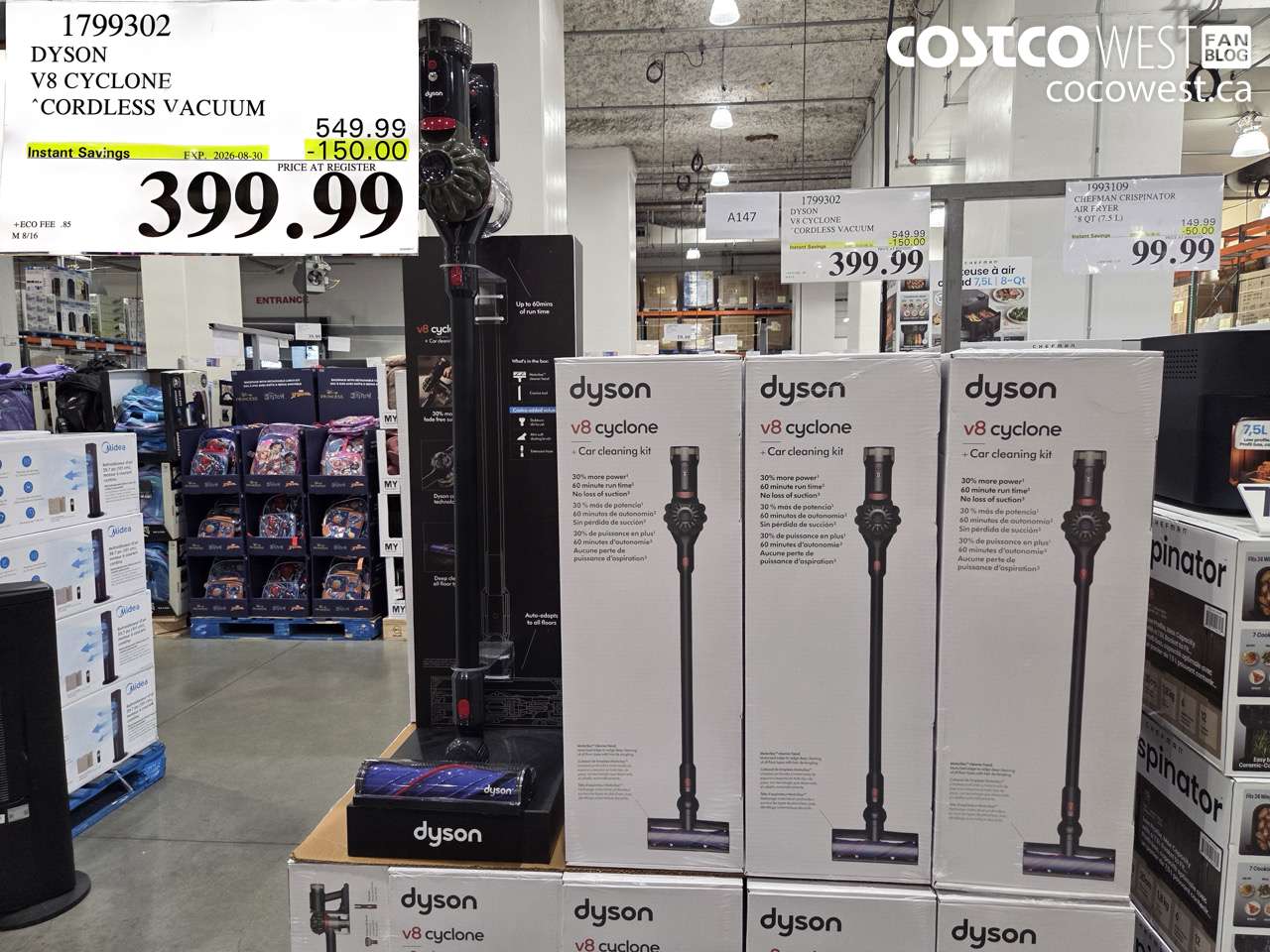 1799302 DYSON V8 CYCLONE CORDLESS VACUUM ($150.00 INSTANT SAVINGS EXPIRES ON 2026-08-30) $399.99