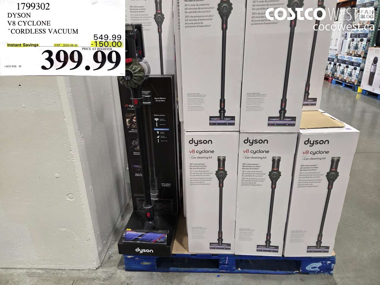 1799302 DYSON V8 CYCLONE CORDLESS VACUUM ($150.00 INSTANT SAVINGS EXPIRES ON 2026-08-30) $399.99