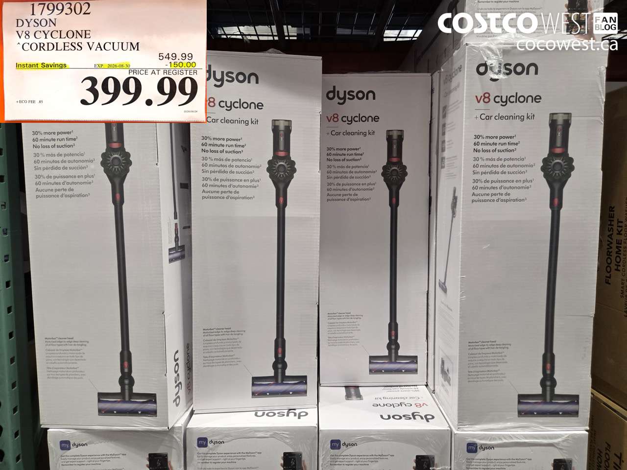 1799302 DYSON V8 CYCLONE CORDLESS VACUUM ($150.00 INSTANT SAVINGS EXPIRES ON 2026-08-30) $399.99