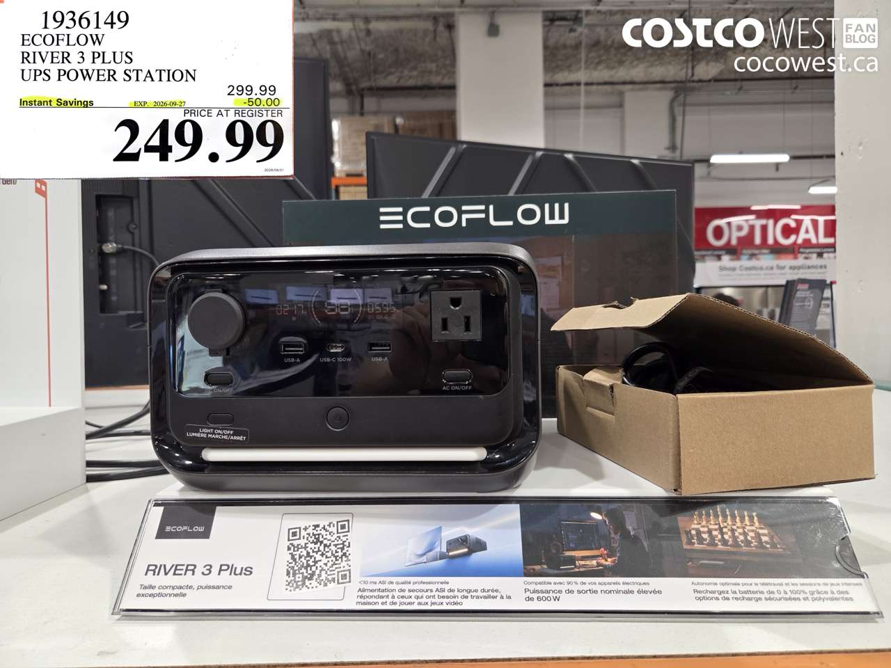 1936149 ECOFLOW RIVER 3 PLUS UPS POWER STATION ($50.00 INSTANT SAVINGS EXPIRES ON 2026-09-27) $249.99